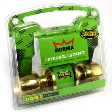 Dorma Entrance Tubular Knob Lockset TA1 Demen Finishes US3 Standard Polished Brass